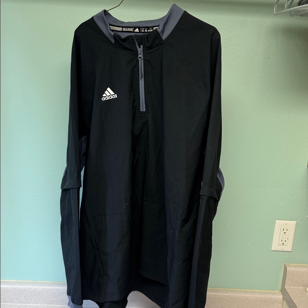 Adidas Black and Gray Quarter-Zip Jacket